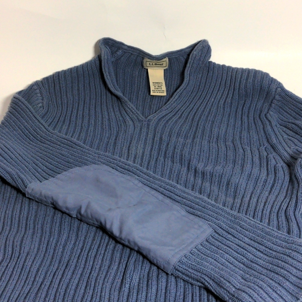 Vintage 90s sweater periwinkle ll bean cotton hiking outdoors knit